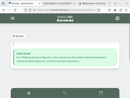 Screenshot Annahme der Schadensmeldung